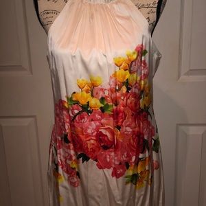 Satin stretch floral dress